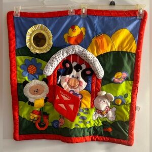 FISHER-PRICE VTG (1993) BABY ACTIVITY PLAY MAT RED BACKSIDE MULTI COLORED